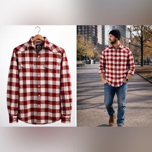 Express Trendy and Western Flannel style long sleeve men’s button up shirt.
